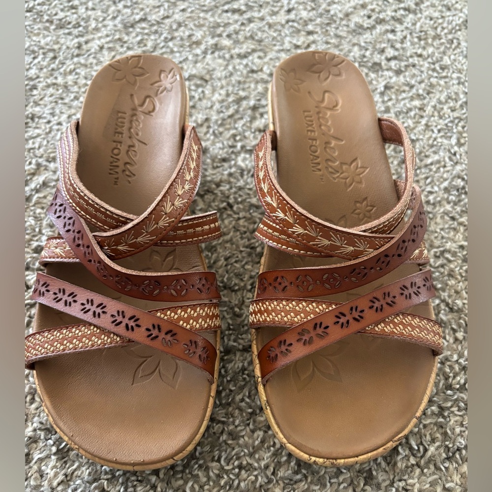 Skechers brown wedge sandals